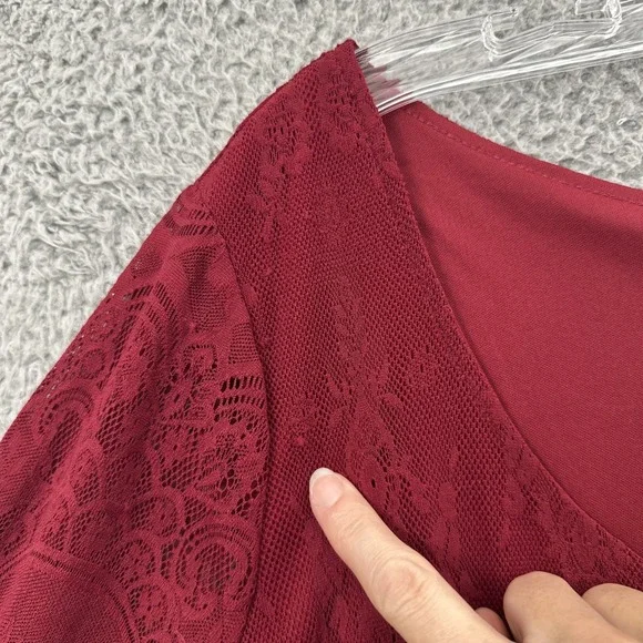 Lane Bryant Peplum Lace Top Red Retro Holiday Whimsigoth Feminine Women's 14/16 - Picture 2 of 9